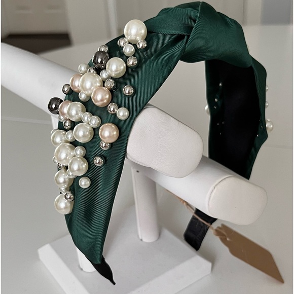 Pearl HEADBAND | NEW! | Knotted ~ GREEN COLOR! - Picture 9 of 9